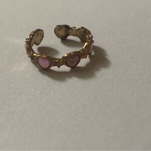 Gold and Pink Heart Ring